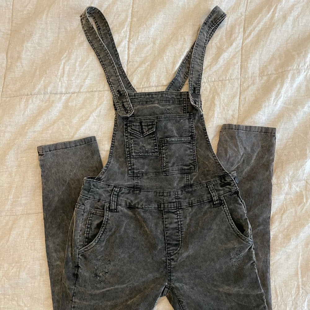 Free People skinny corduroy overalls